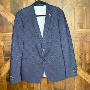 MACEOO Descartes Reign Navy Black Jacquard Quality Designer Blazer Size 46/6